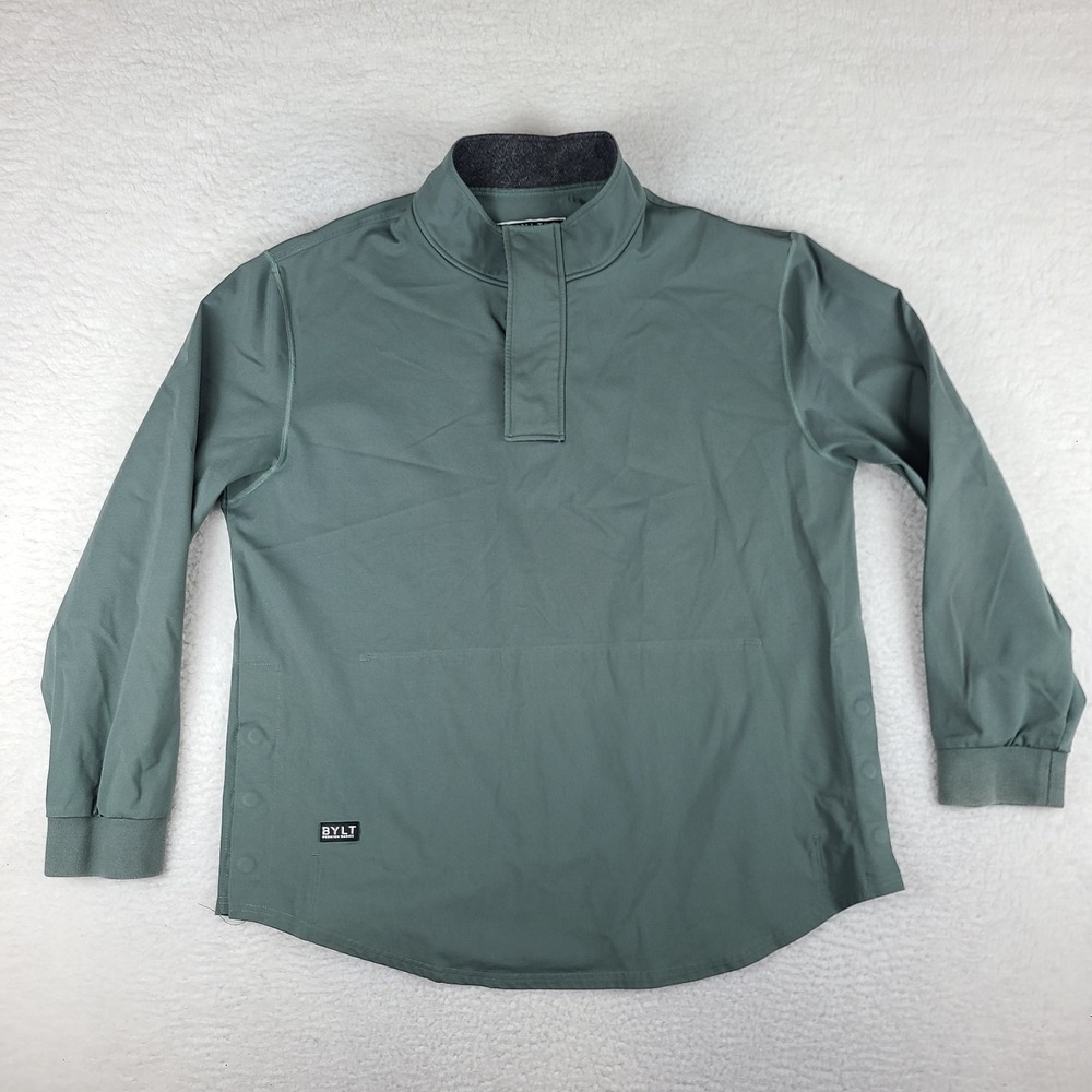 BYLT Premium Basics Sweater Mens 2XL XXL Sage Green Elite Fairway Pullover Snap‎